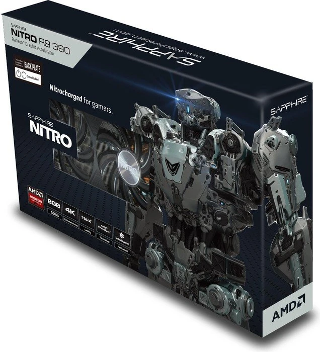 Sapphire 11244-01-20G Radeon Nitro R9 390 8GB GDDR5 DVI-D/HDMI con placa trasera (UEFI) tarjeta gráfica Sapphire 11244-01-20G Radeon Nitro R9 390 8GB GDDR5 DVI-D/HDMI con placa trasera (UEFI) tarjeta gráfica