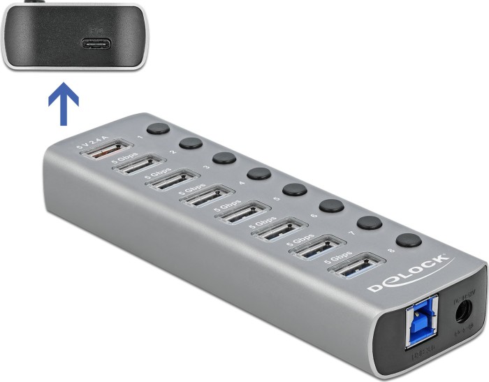 DeLOCK USB-Hub, 7x USB-A 3.0, USB-B 3.0 [Buchse] (63264) starting
