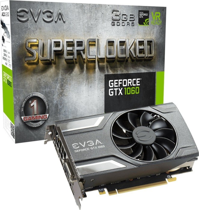 EVGA GeForce GTX 1060 SC Gaming, 3GB GDDR5, DVI, HDMI, 3x DP