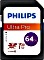 Philips Ultra Pro R100/W80 SDXC 64GB, UHS-I U3, Class 10 (FM64SD65B/00)