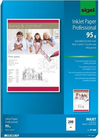 Sigel Professional IP288 – Matt gestrichenes Papier – High White – A4 (210 x 297 mm) – 95 g/m2 – 200 Blatt (IP288)
