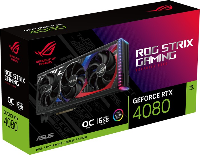 ASUS ROG Strix GeForce RTX 4080 OC, ROG-STRIX-RTX4080-O16G-GAMING, 16GB GDDR6X, 2x HDMI, 3x DP