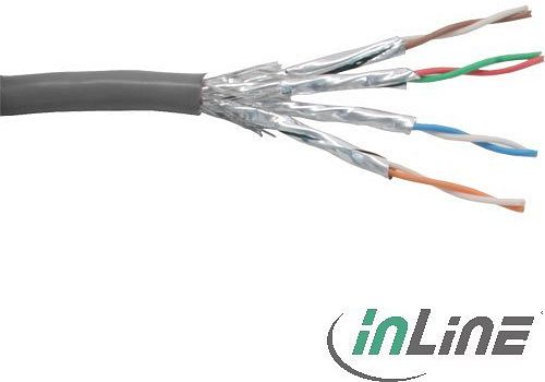 InLine Twisted-Pair kabel przyłączeniowy, Cat6, S/FTP, bez wtyczki, 100m, szary