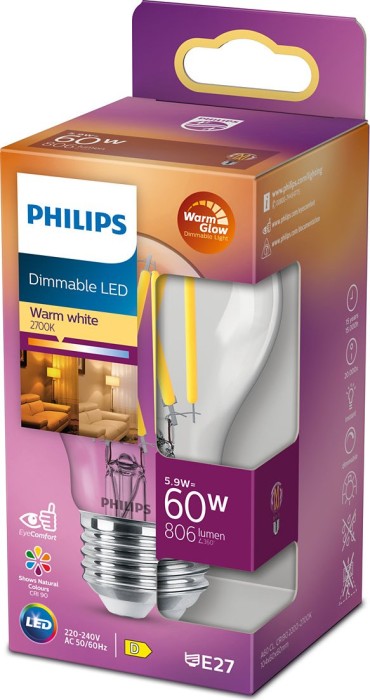 Philips Classic LED Birne E27 5.9-60W/WW dimmbar