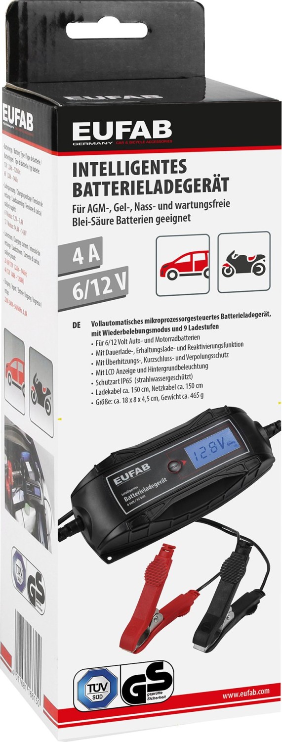 EUFAB 16615 Intelligentes Batterieladegerät, 6/12 V, 4 A 