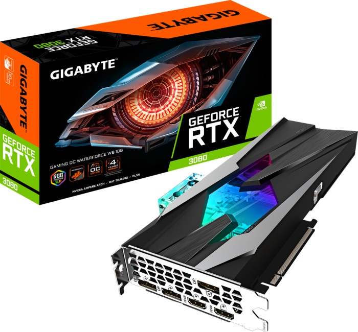 GIGABYTE GeForce RTX 3080 Gaming OC Waterforce WB 10G (Rev. 2.0) (LHR), 10GB GDDR6X, 2x HDMI, 3x DP