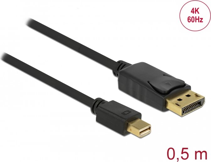 DeLOCK DisplayPort/Mini DisplayPort 1.2 Kabel 4K 60Hz schwarz, 0.5m