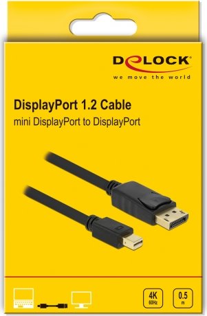 DeLOCK DisplayPort/Mini DisplayPort 1.2 Kabel 4K 60Hz schwarz, 0.5m