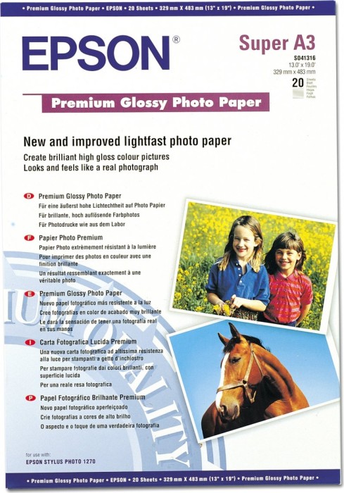 Epson Premium papier foto  Glossy A3+, 255g/m², 20 arkuszy