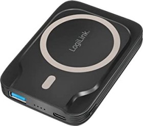 LogiLink Powerbank 5000mAh kabelloses Laden USB-C PD 3.0 + USB-A QC 3.0 schwarz