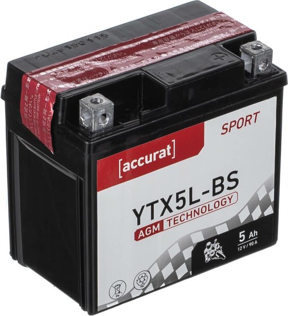 Accurat Sport AGM YTX5L-BS Motorradbatterie 5Ah 12V