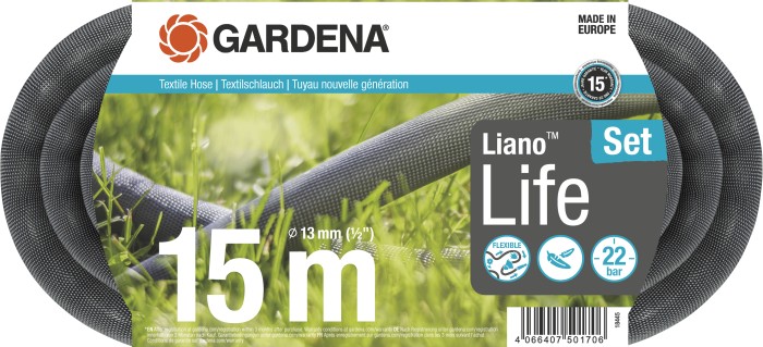 Gardena Textilschlauch Liano Life Schlauchset 13mm, 15m