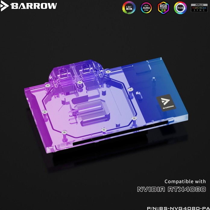 Barrow NVIDIA RTX 4080 LRC 2.0 Full Coverage GPU Water Block biały, NVIDIA RTX 4080 Founders Edition
