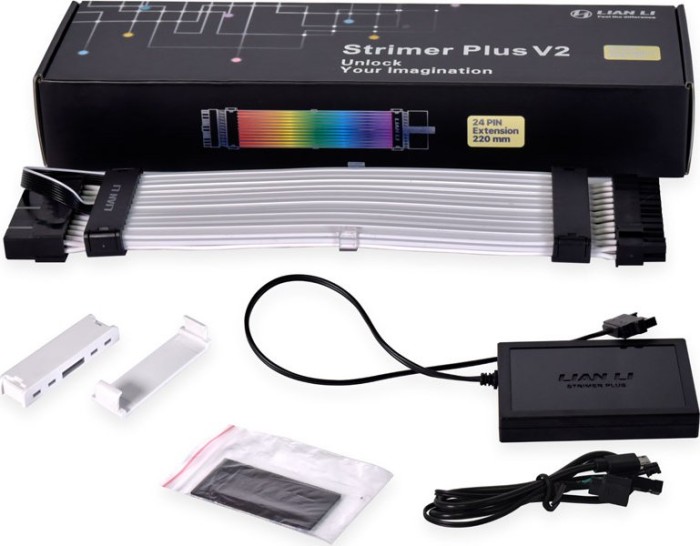 Lian Li Strimer Plus V2, 24-Pin ATX kabel przedłużający, RGB podświetlony