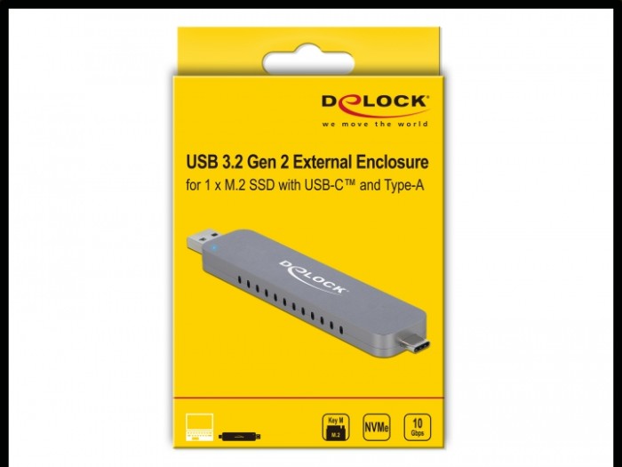 DeLOCK USB 3.2 Gen 2 External Enclosure, USB-C 3.1/USB-A 3.1