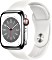 Apple Watch Series 8 (GPS + Cellular) 41mm Edelstahl silber mit Sportarmband weiß (MNJ53FD)