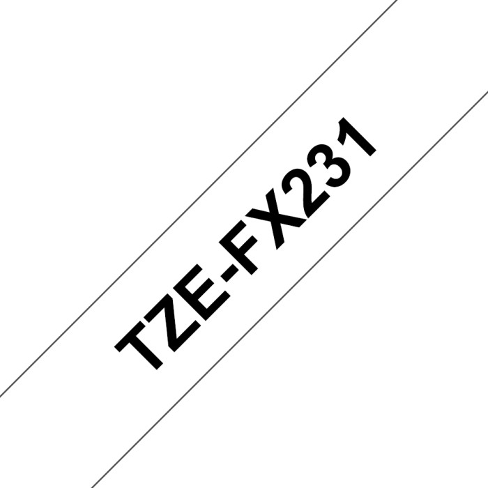 Brother TZe-FX231 taśma do drukarek, 12mm, czarny/biały