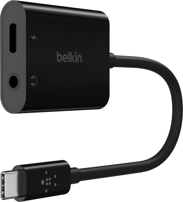Belkin RockStar 3.5-mm-Klinken-Audio- und USB-C-Ladeadapter schwarz