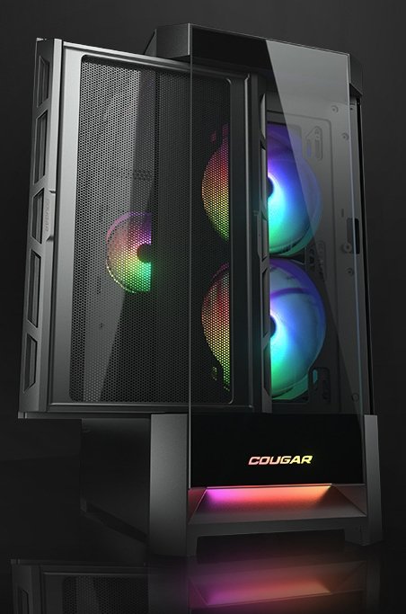 Cougar Duoface RGB, czarny, szklane okno