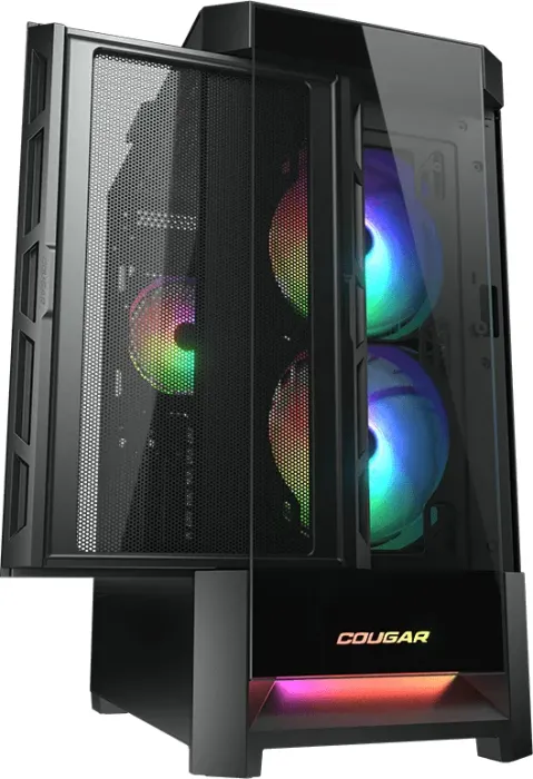 Cougar Duoface RGB, czarny, szklane okno