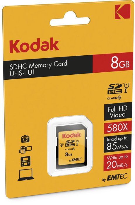 Kodak 580X R85/W20 SDHC 8GB, UHS-I U1, Class 10