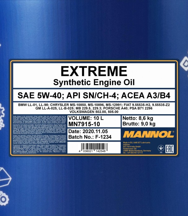 Mannol Extreme 5W-40 10l ab € 37,19 (2024)