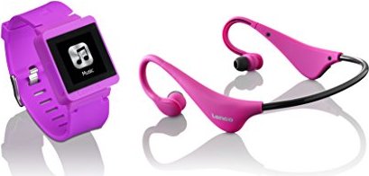 Lenco MP3 Sportwatch 100 inkl. Kopfhörer pink