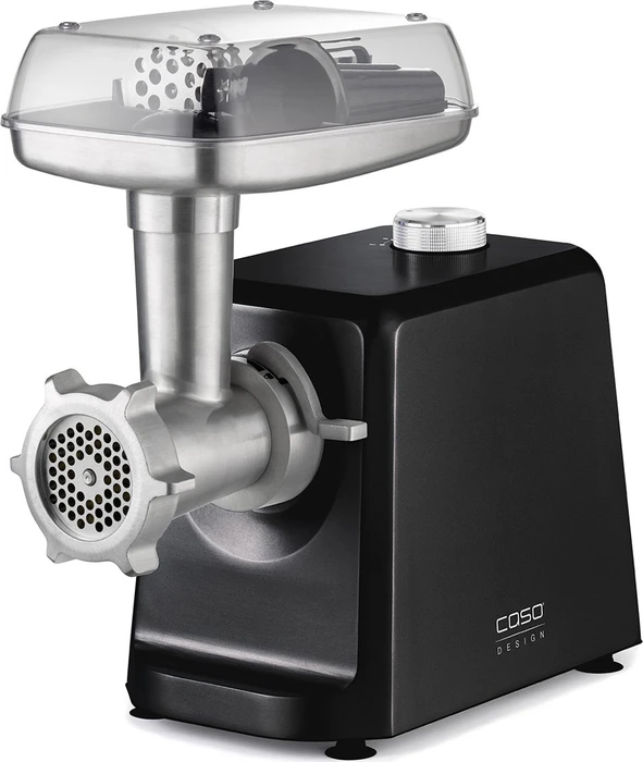 CASO FW 2500 argento tritacarne con potente motore da 2500 W, lama in titanio resistente, funzione di ritorno, molti accessori con pressa per hamburger, motore CC silenzioso