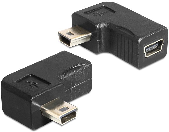 DeLOCK USB-B mini 5 Pin Stecker auf Buchse 90°gewinkelt [rechts]