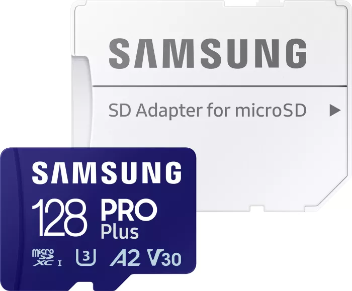 Samsung PRO Plus R180/W130 microSDXC 128GB Kit, UHS-I U3, A2, Class 10
