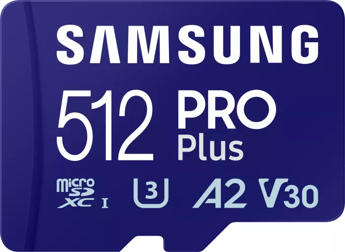 Samsung PRO Plus R180/W130 microSDXC 512GB Kit, UHS-I U3, A2, Class 10
