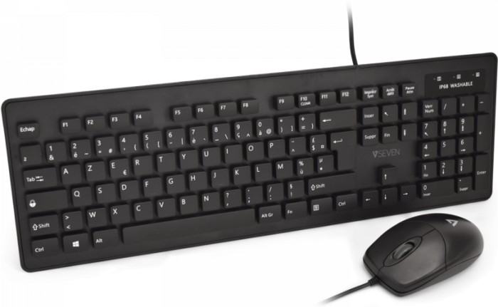 V7 CKU700 waschbare Tastatur und Maus Combo, USB, FR