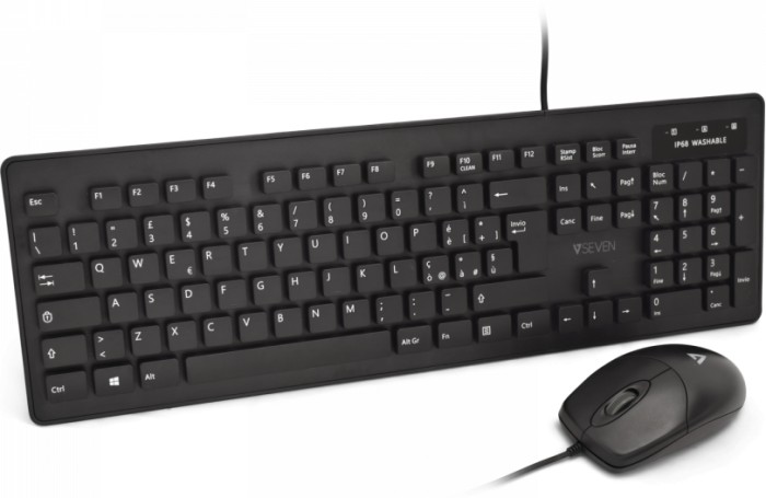 V7 CKU700 waschbare Tastatur und Maus Combo, USB, IT
