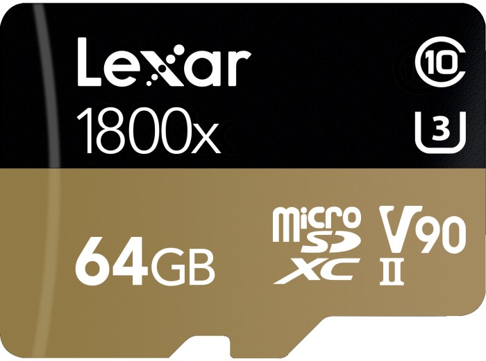 Lexar Professional 1800x R270/W250 microSDXC 64GB Kit, UHS-II U3, Class 10