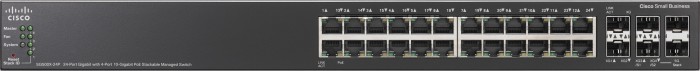 Cisco SG500X rack Gigabit Managed Stack switch, 24x RJ-45, 2x SFP+, 2x SFP+/stacking, 375W PoE+