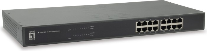 LevelOne GSW Rackmount Gigabit Switch, 16x RJ-45