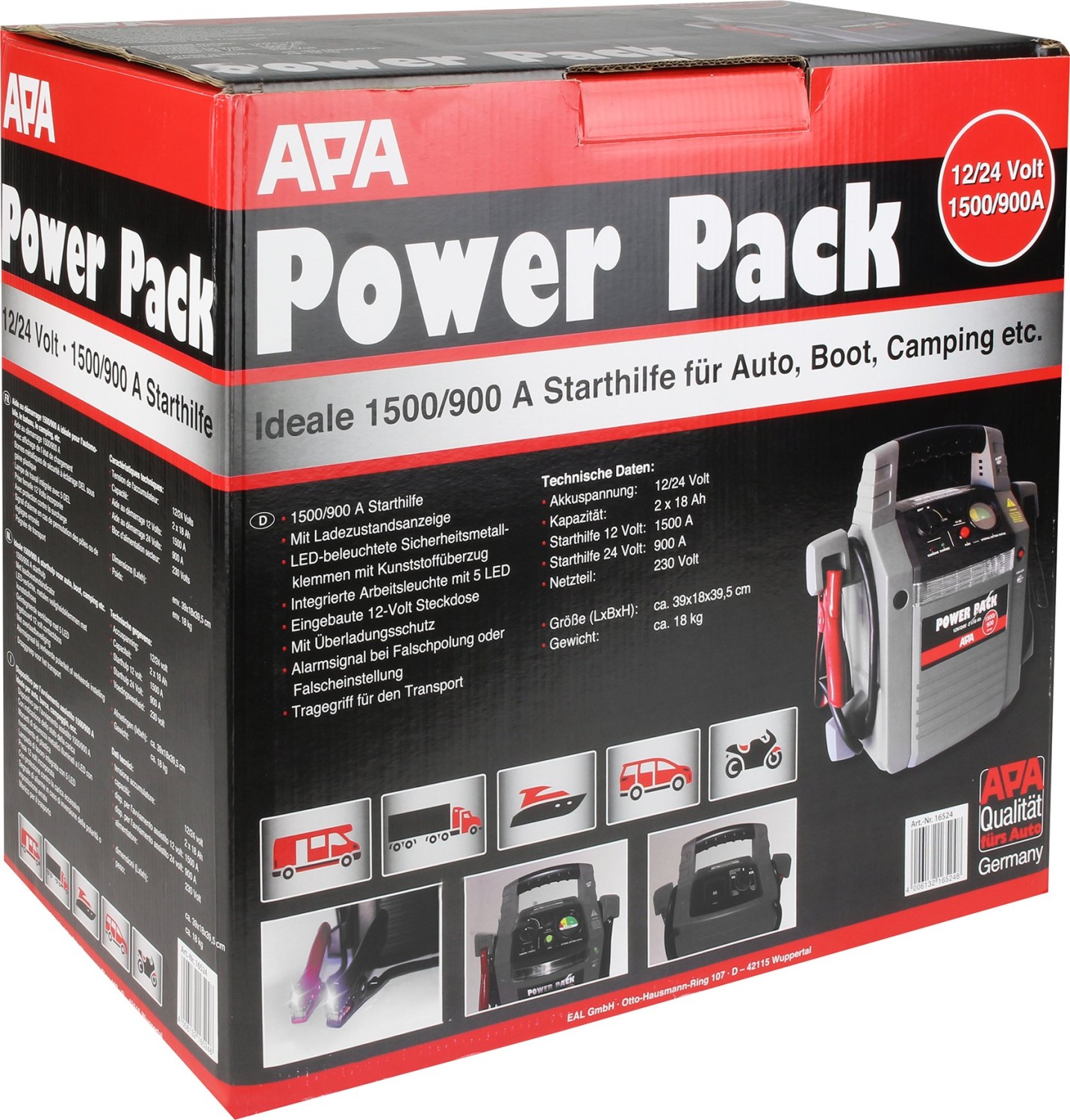 APA Autobatterie-Starthilfe Powerpack 12 V/24 V 900/1.500 A kaufen