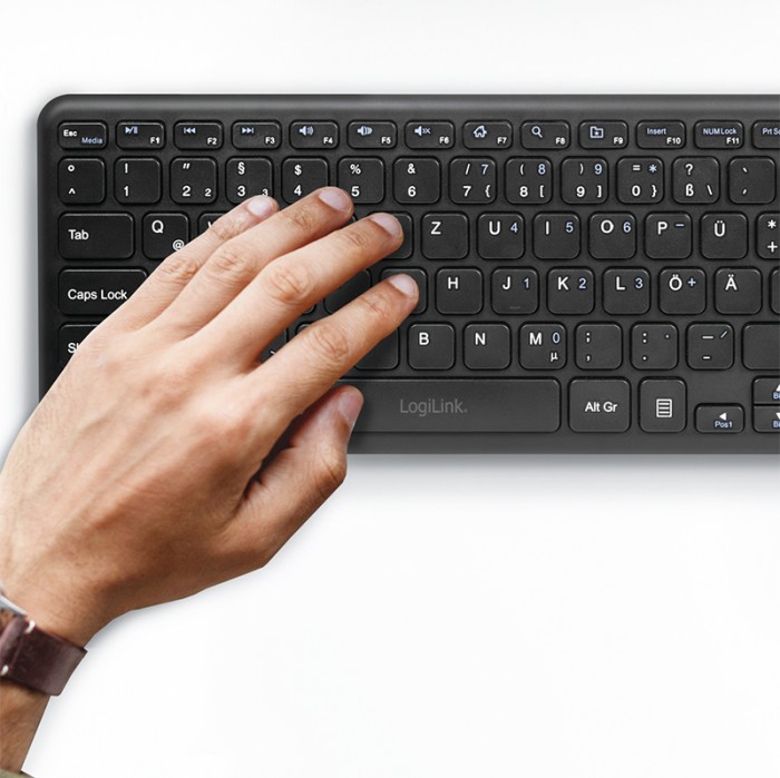 LogiLink Wireless Tastatur mit Touchpad, schwarz, USB