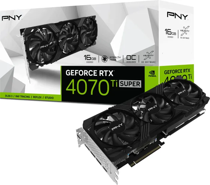 PNY GeForce RTX 4070 Ti SUPER Verto Overclocked Triple Fan, 16GB GDDR6X, HDMI, 3x DP