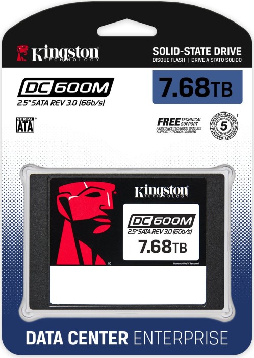 Kingston DC600M Data Center Series Mixed-Use SSD - 1DWPD 7.68TB, SED, 2.5"/SATA 6Gb/s