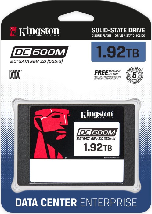 Kingston DC600M Data Center Series Mixed-Use SSD - 1DWPD 1.92TB, SED, 2.5" / SATA 6Gb/s