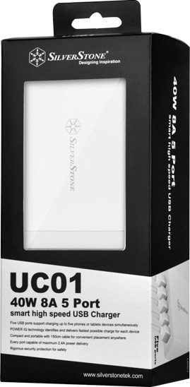 SilverStone UC01 USB-Ladestation 5-fach 8A weiß