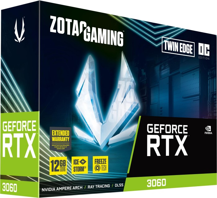 Zotac Gaming GeForce RTX 3060 Twin Edge OC LHR, 12GB GDDR6, HDMI, 3x DP