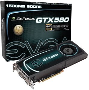 EVGA GeForce GTX 580 Superclocked, 1.5GB GDDR5, 2x DVI, mini HDMI