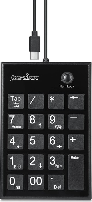 Perixx Peripad-202 C Keypad z 2x hub USB czarny, USB-C