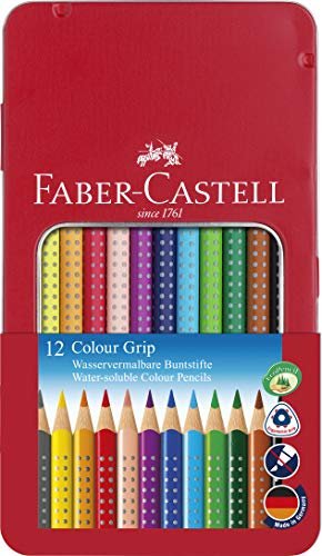 Faber-Castell Colour Grip kredka posortowane, etui metalowe, zestaw 12 sztuk
