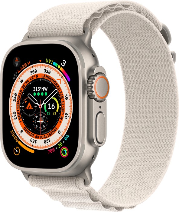 Apple Watch Ultra mit Alpine Loop Large Polarstern