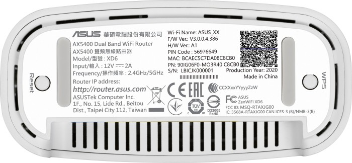 2in1 Mesh Zugangspunkte-Set, AX5400 WiFi 6 Dual-Band, 3x Gigabit LAN, App Steuerung, unterbrechungsfreies Roaming, AiProtection Asus Ai Mesh AX-WLAN System ZenWiFi XD6 Weiß