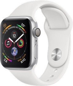 Apple Watch Series 4 (GPS) Aluminium 40mm silber mit Sportarmband weiß