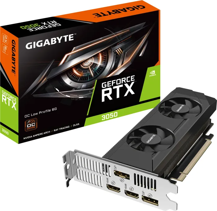 GIGABYTE GeForce RTX 3050 OC Low Profile 6G, 6GB GDDR6, 2x HDMI, 2x DP